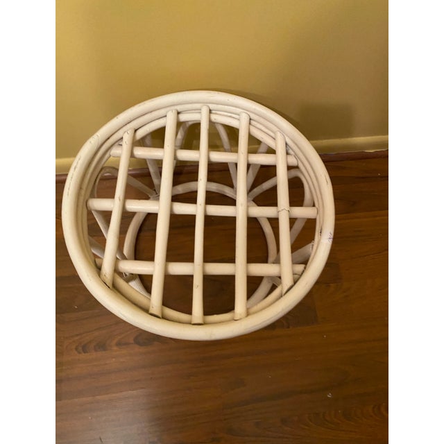 Vintage White Bamboo Planter Table For Sale - Image 9 of 11