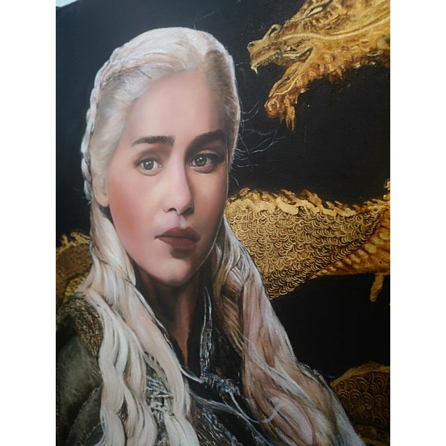 Modern French Artist, Mother of Dragons, 2000s, Oil Painting on Canvas For Sale - Image 3 of 7