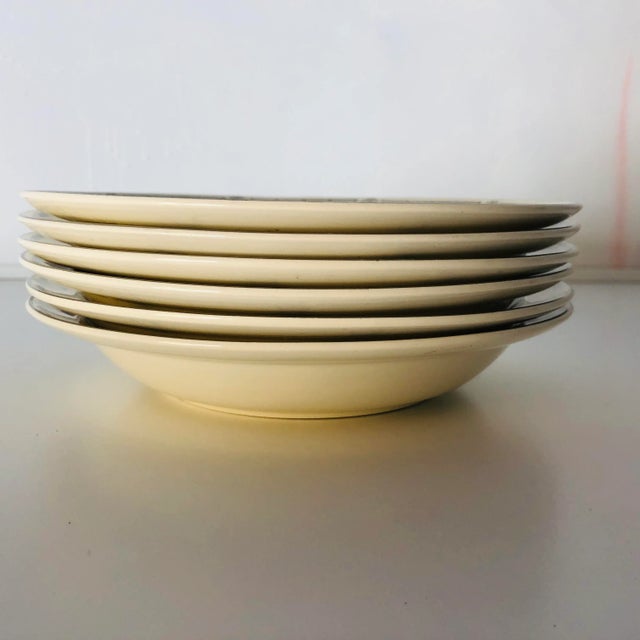 Vintage Art Deco Style Taylor Smith China Soup Bowls S/6 For Sale - Image 4 of 7