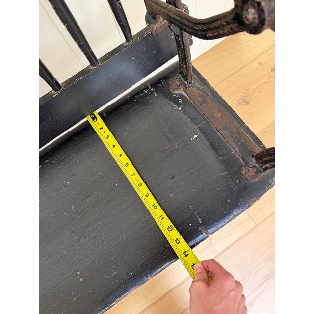 Wood Antique Spindle Back Railway Bench For Sale - Image 7 of 12