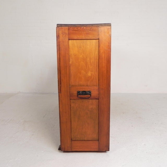 Brown Pine School Chart Cabinet, 1930s For Sale - Image 8 of 18