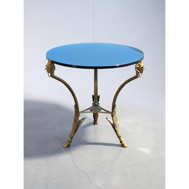 Late 20th Century French Round Bronze Gueridon Style Table Rams Heads and Feet With Granite Top For Sale - Image 4 of 9