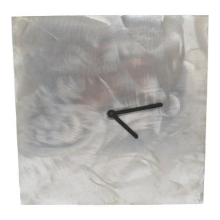 1980's Vintage Minimalist Bauhaus Stainless Steel German Wall Clock For Sale