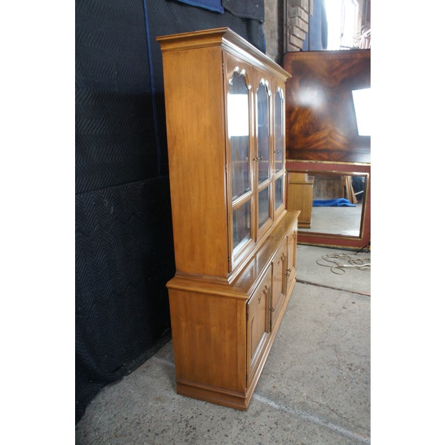 1970s Century Furniture Italian Provincial Walnut China Cabinet Breakfront Cupboard For Sale - Image 14 of 15