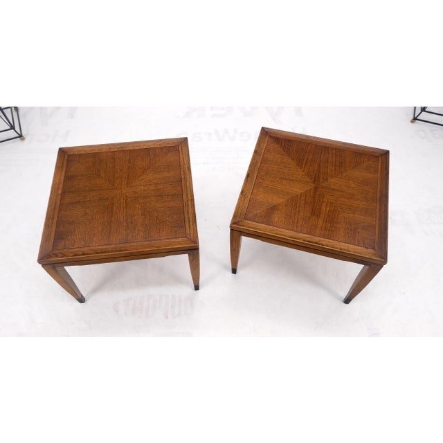 Wood Pair of Mid Century Modern Square Walnut Side End Tables Removable Legs MINT! For Sale - Image 7 of 12