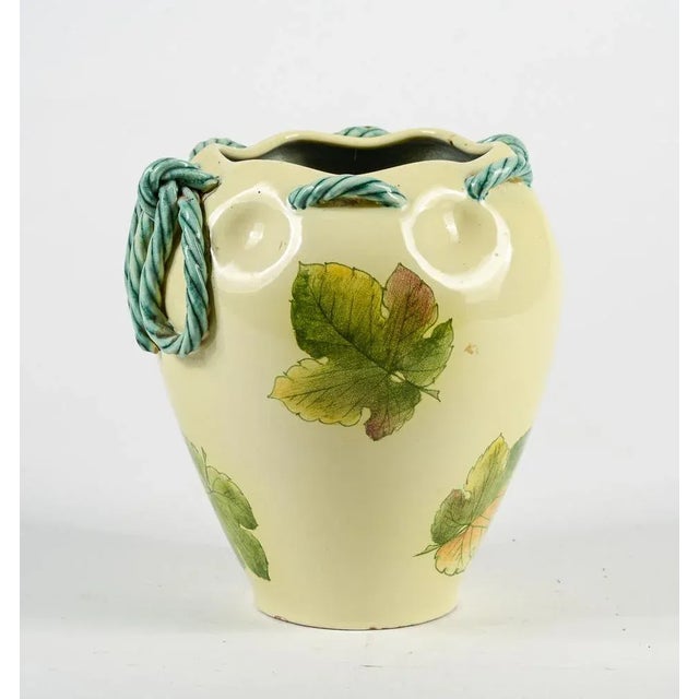 1940s Italian Colored Ceramic Vase with Cord Decoration from Rometti For Sale - Image 5 of 9