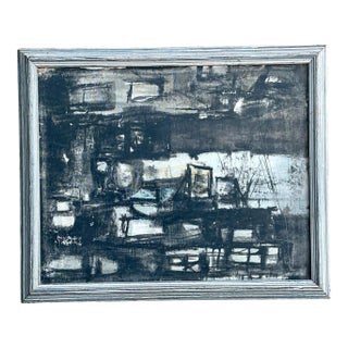 Vintage Framed Abstract Painting For Sale