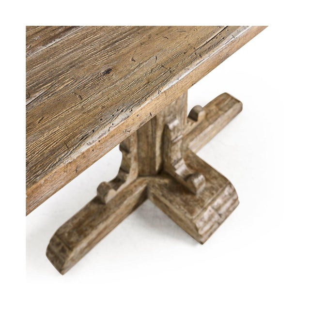 Rustic Farmhouse Trestle Wood Console Table For Sale In Greensboro - Image 6 of 10