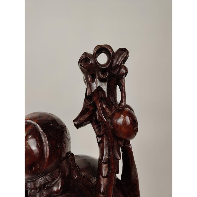Chinese Artist, Sculpture of a Sage, 1890, Teak For Sale - Image 10 of 18