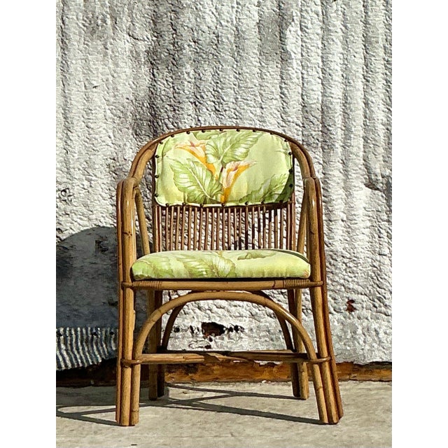 Vintage Coastal Bent Rattan Lounge Chair For Sale - Image 9 of 9