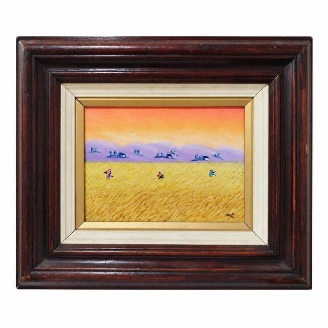 Orange Moza, Harvest in the Field, Oil on Canvas, Framed For Sale - Image 8 of 8