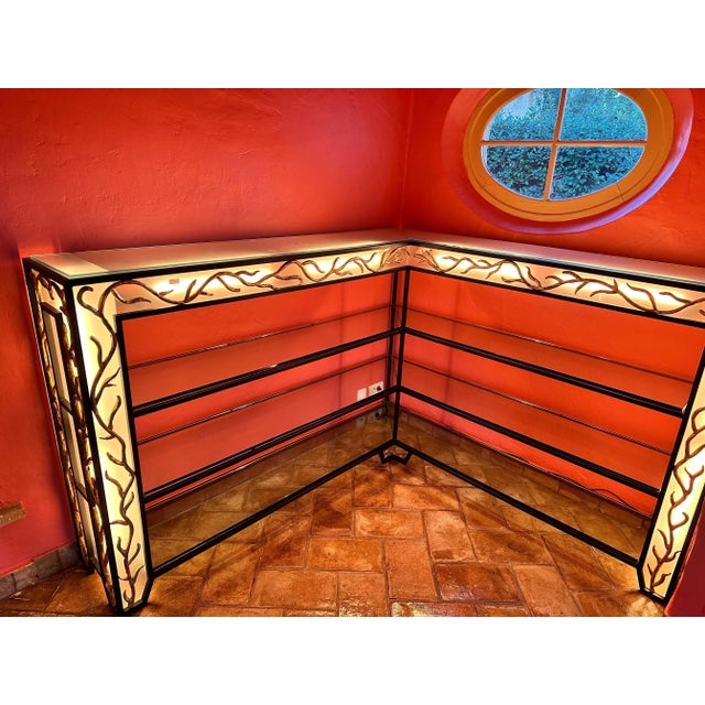 Exceptional Pair of Shelves Or Bookcases from a Saint Tropez Mansion totally furnished by Garouste & Bonetti. Wrought Iron...