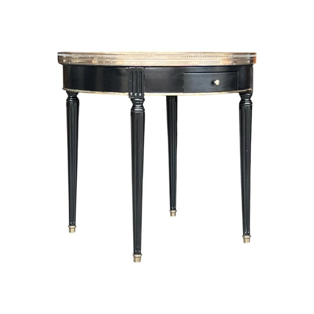 1920s French Louis XVI Parlor Table With Carrara Marble & Brass Gallery For Sale In Los Angeles - Image 6 of 12