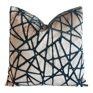 Designer Abstract Holly Hunt Cut Velvet Feather/Down Pillow 21" Square