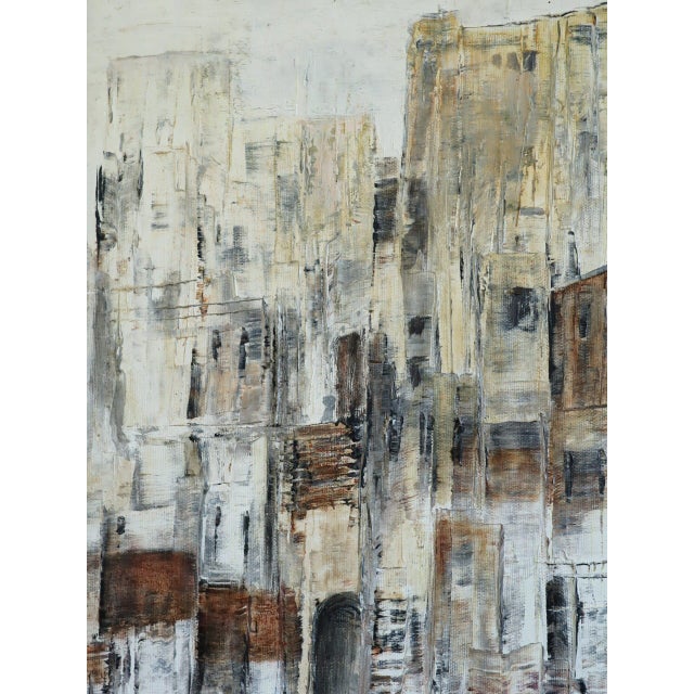 1979 Modernist 'Old Town Reverie' Vintage Swedish Semi-Abstract Street Scene Oil Painting, Framed For Sale - Image 6 of 11