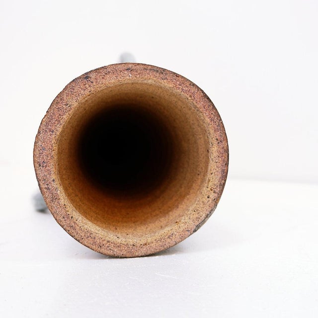 Blue Three-Light Candlestick in Glazed Ceramic by Jacques Pouchain For Sale - Image 8 of 14