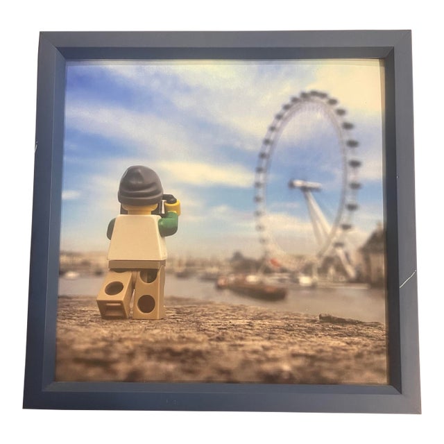 Whimsical Framed Lego Travel Photography Print | London Eye Scene | Contemporary Pop Art Wall Decor For Sale