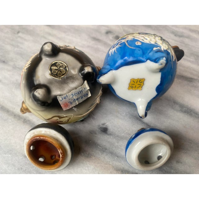 Late 20th Century Moriage Hand-Painted Porcelain Incense Holders- a Pair For Sale - Image 6 of 9
