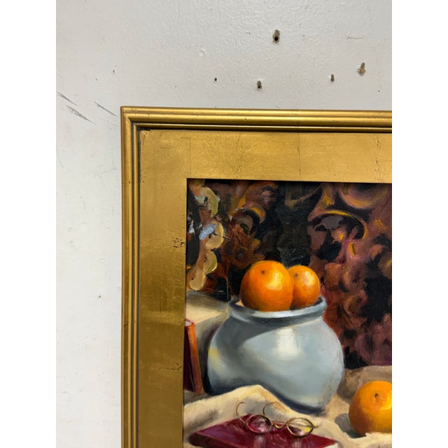 Late 20th Century Ann Arnold Custom Framed Oil on Canvas of Still Life For Sale - Image 5 of 12