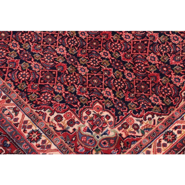 Vintage Hand-Knotted Wool Rug – 6.11 X 10.1 Ft – Blue & Red All-Over Floral Design For Sale In New York - Image 6 of 8