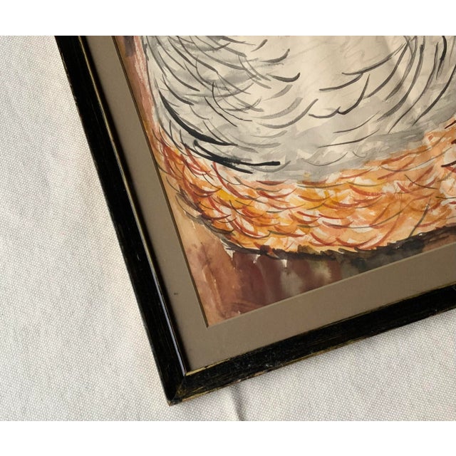 Delightful Farmhouse Americana with Mid-Century Charm This absolutely charming portrait of a hen nestled in her basket...