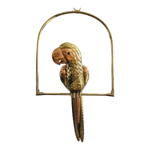 1970s Sergio Bustamante Style Brass and Copper Parrot on Stand