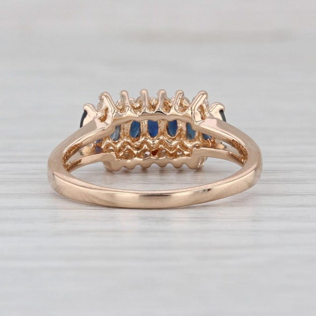 Metal 0.86ctw Blue Sapphire Diamond Ring 18k Yellow Gold Size 7 For Sale - Image 7 of 8