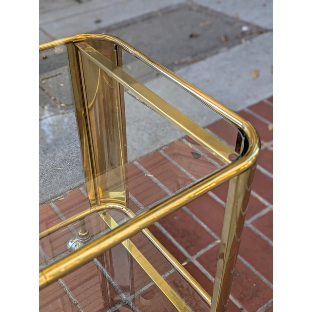 Mid 20th Century Vintage Two-Tier Bar Cart With a Tubular Brass For Sale - Image 5 of 11