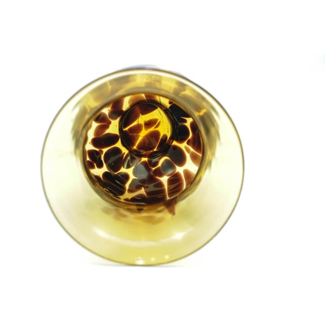Italian Tortoise Shell Blown Art Glass Footed Vase Vintage From 1970 For Sale - Image 4 of 10