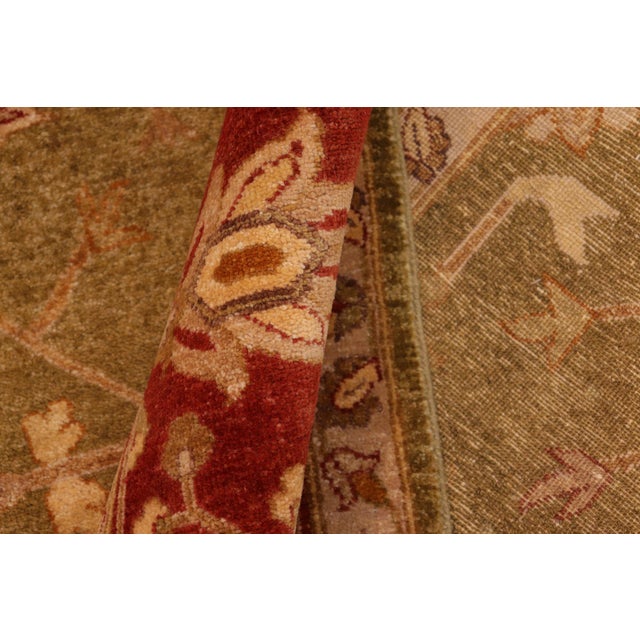 Textile Boho Chic Ziegler Olive Green Rust Hand-Knotted Wool Rug - 8'2'' X 9'10'' For Sale - Image 7 of 8