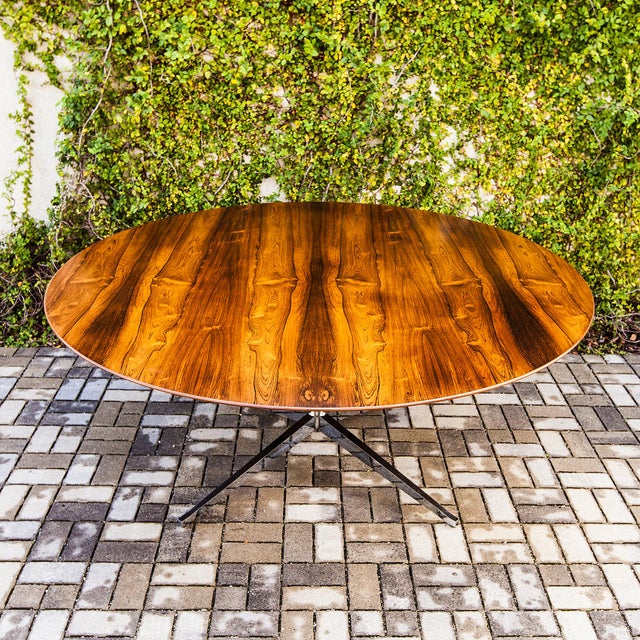Vintage 1960s Florence Knoll 72" Round Rosewood X Base Table Desk For Sale - Image 16 of 16