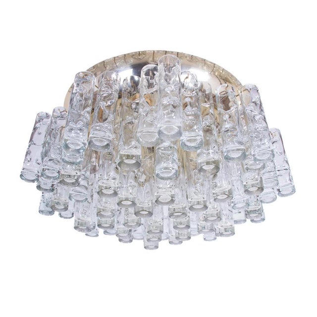 Large Murano Glass and Brass Lava Flush Mount Chandelier from Doria Leuchten, Germany, 1960s For Sale - Image 6 of 15