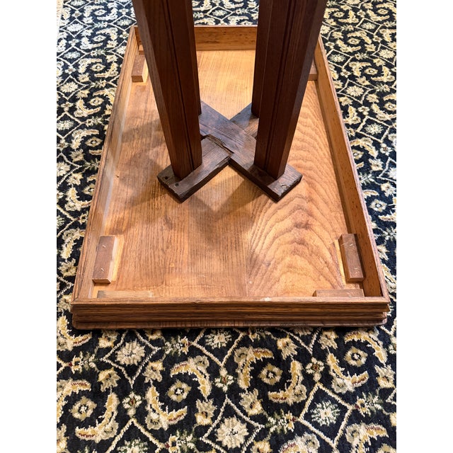 Antique Eastlake Victorian Oak Parlor Side Table With Carved Pedestal Base and Acorn Finial For Sale - Image 14 of 15