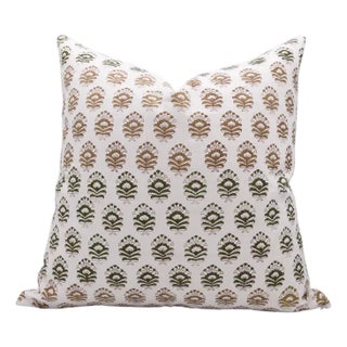 Fabdivine Handcrafted Block Print Cushion Cover 14x36 Inch Pure White Linen- Bheeshma For Sale