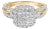 10K Yellow Gold 1.0 Cttw Diamond Composite Cushion-Shape Halo 3-Band-Look Engagement Ring (H-I Color, SI1-SI2 Clarity) - Size 6-1/2 For Sale