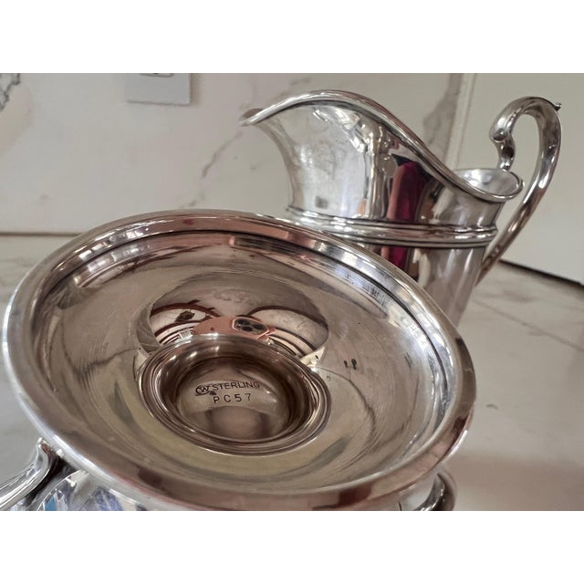 1940s Neoclassical Sterling Silver Cream and Sugar Set For Sale - Image 13 of 17