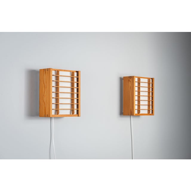 Vintage Wall Lamps in Pine from Alda, 1970s, Set of 2 For Sale - Image 4 of 15