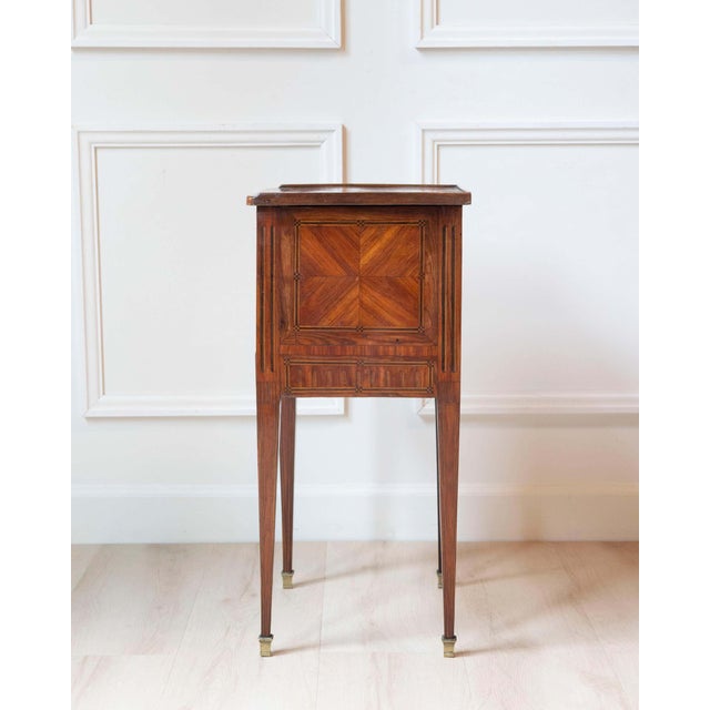 French Louis XVI Style Marquetry Bedside Table — French, 19th Century For Sale - Image 3 of 12