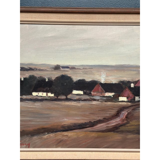 Mid-Century Modern B. Jernberg, Landscape with Farms, 1950s, Oil Painting on Canvas, Framed For Sale - Image 3 of 16
