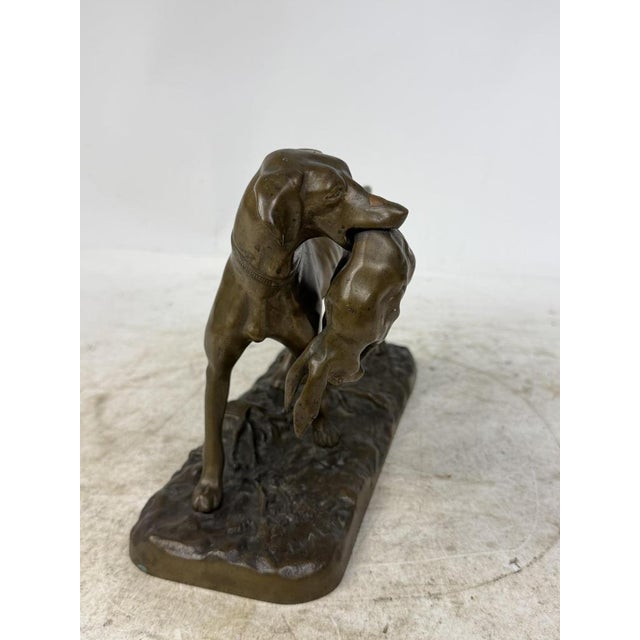 Bronze Sculpture of a Hunting Dog with a Hare, Late 19th Century For Sale - Image 5 of 11
