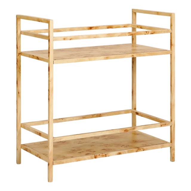Wood Destin Natural Burl Designer Bar Cart For Sale - Image 7 of 7
