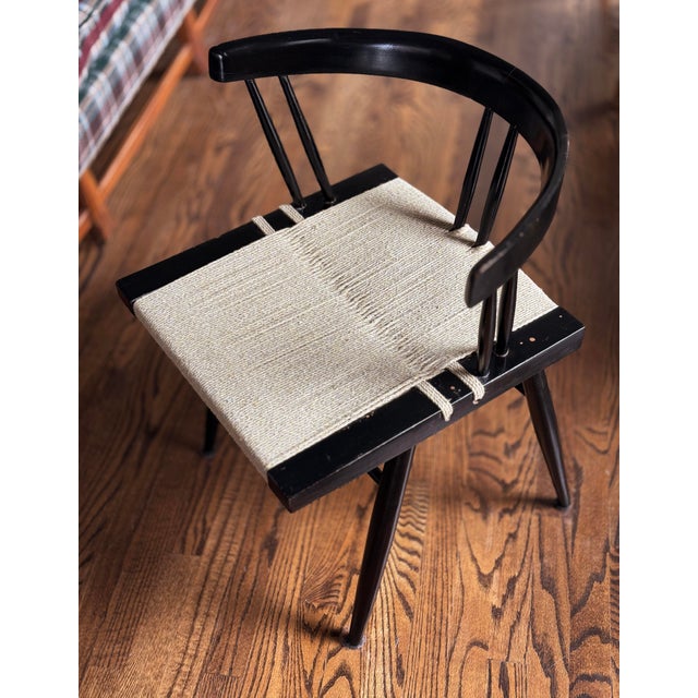 Set of Four Attributed George Nakashima Designed Lacquered Grass Seated Chairs 1960s National Institute of Design India For Sale - Image 6 of 6