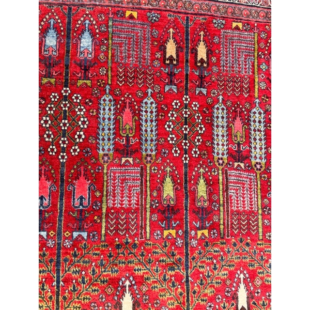 Red Antique Persian Bijar Garden Design Carpet, 7'6" X 9'5" For Sale - Image 8 of 12