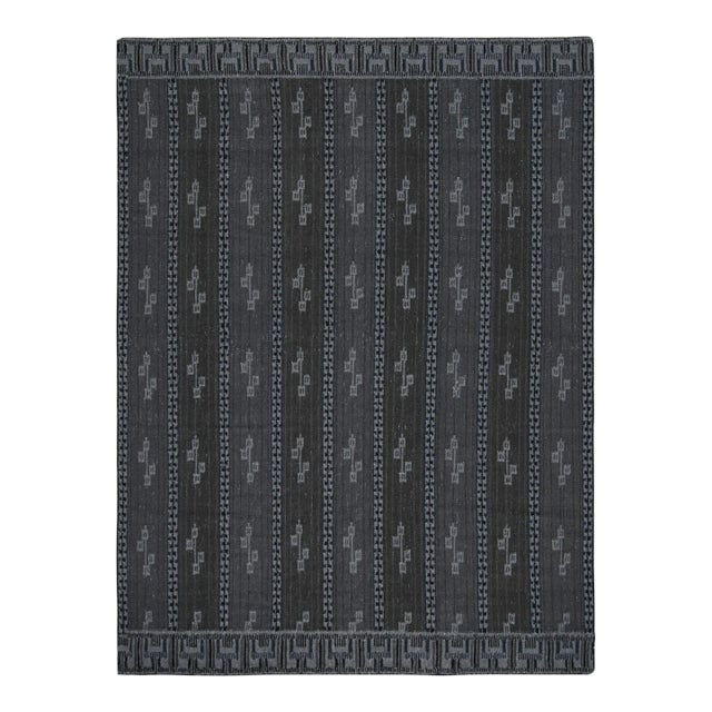 Rug & Kilim’s Scandinavian Style Rug With Gray and Blue Geometric Patterns For Sale