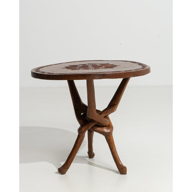 20th Century African Carved Wood Coffee Table with Base For Sale - Image 12 of 13