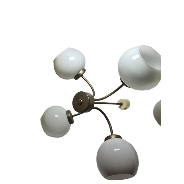 Postmodern Brass and Glass Chandelier, Poland, 1970s For Sale - Image 14 of 18