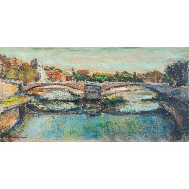 Pino Romanò, The Tibet at Ponte Garibaldi, Oil Painting, 1990s For Sale