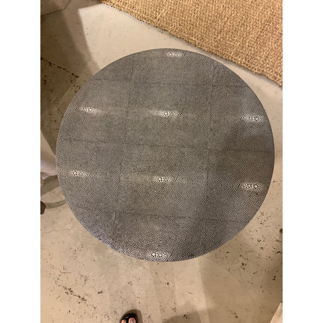 Contemporary Mr Brown Faux Shagreen Accent Table For Sale - Image 3 of 4