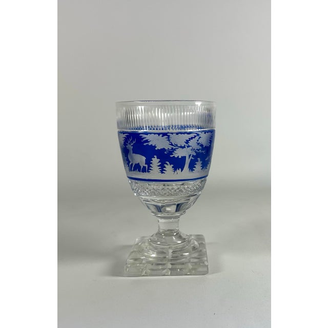 Mid 19th Century Mid 19th Century Bohemian Blue Overlay Cut Glass Goblets - Set of 10 For Sale - Image 5 of 12