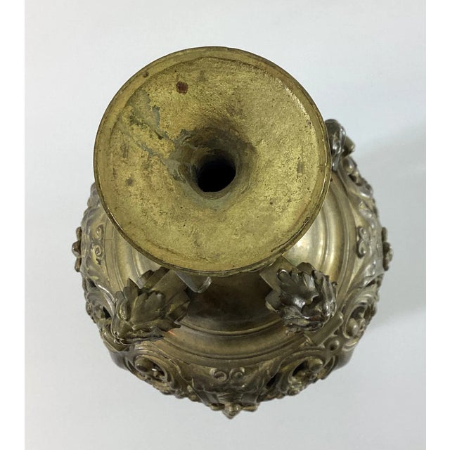 19th Century Gilt Brass or Bronze Pendant Style Light Fixture Candle Holder For Sale - Image 10 of 12